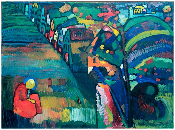 pintura con casas de kandinsky