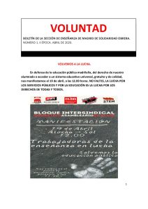 Boletín de la Sección de Enseñanza. Voluntad nº1.