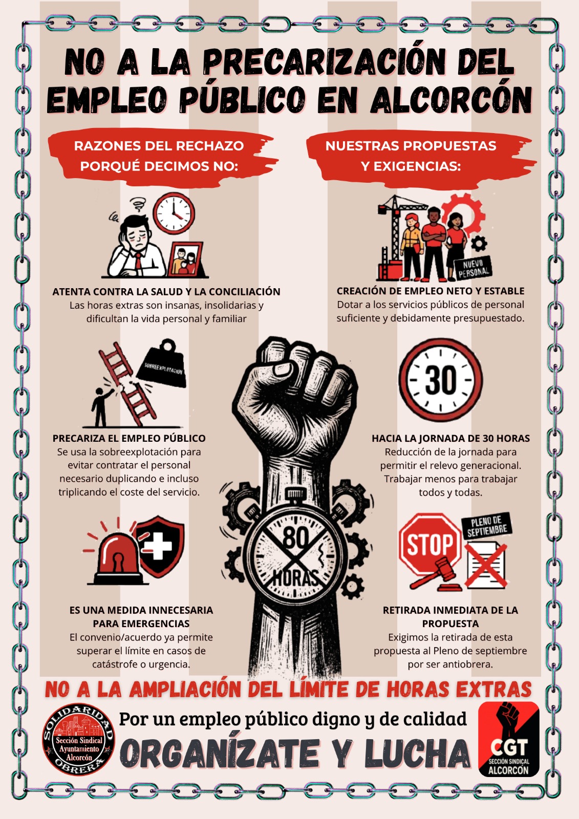 cartel no a la precariedad del empleo público en Alcorcón